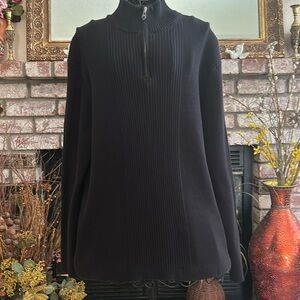 100% Cotton Perry Ellis Men’s Ribbed Mock Neck Long Sleeve Sweater Black Sz L